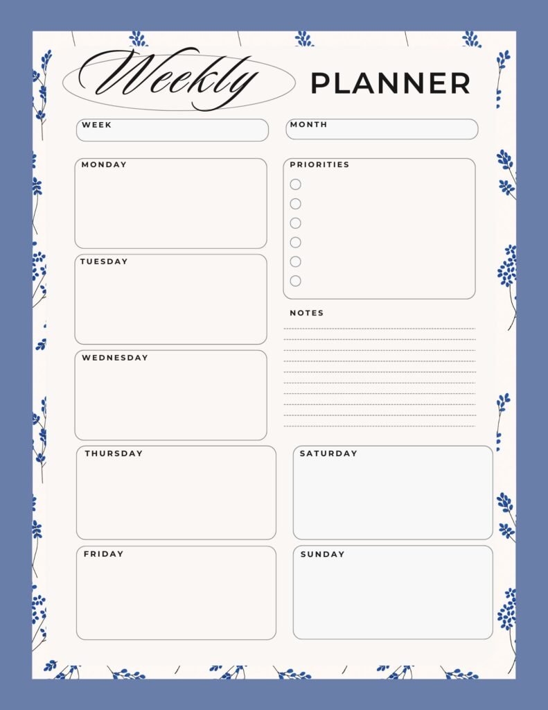 weekly overview, Digital homeschool planner layout showing a flexible weekly planning system designed for realistic homeschool schedules. 